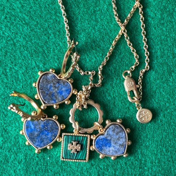 Tory Burch Gold and Blue Heart Jewelry Set (chain 19” inch ) - Picture 5 of 7